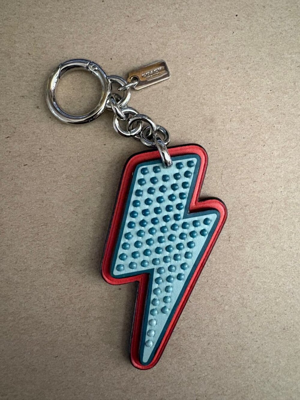 NWOT Coach Lightning Bolt Leather bag charm key ring